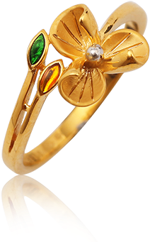 Radiant Clover Gold Ring - Light Weight Gold Ring Design (400x400), Png Download