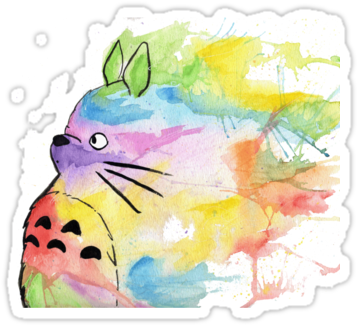 Miyazaki Drawing Watercolor Jpg Black And White Download - Totoro Watercolor (375x360), Png Download