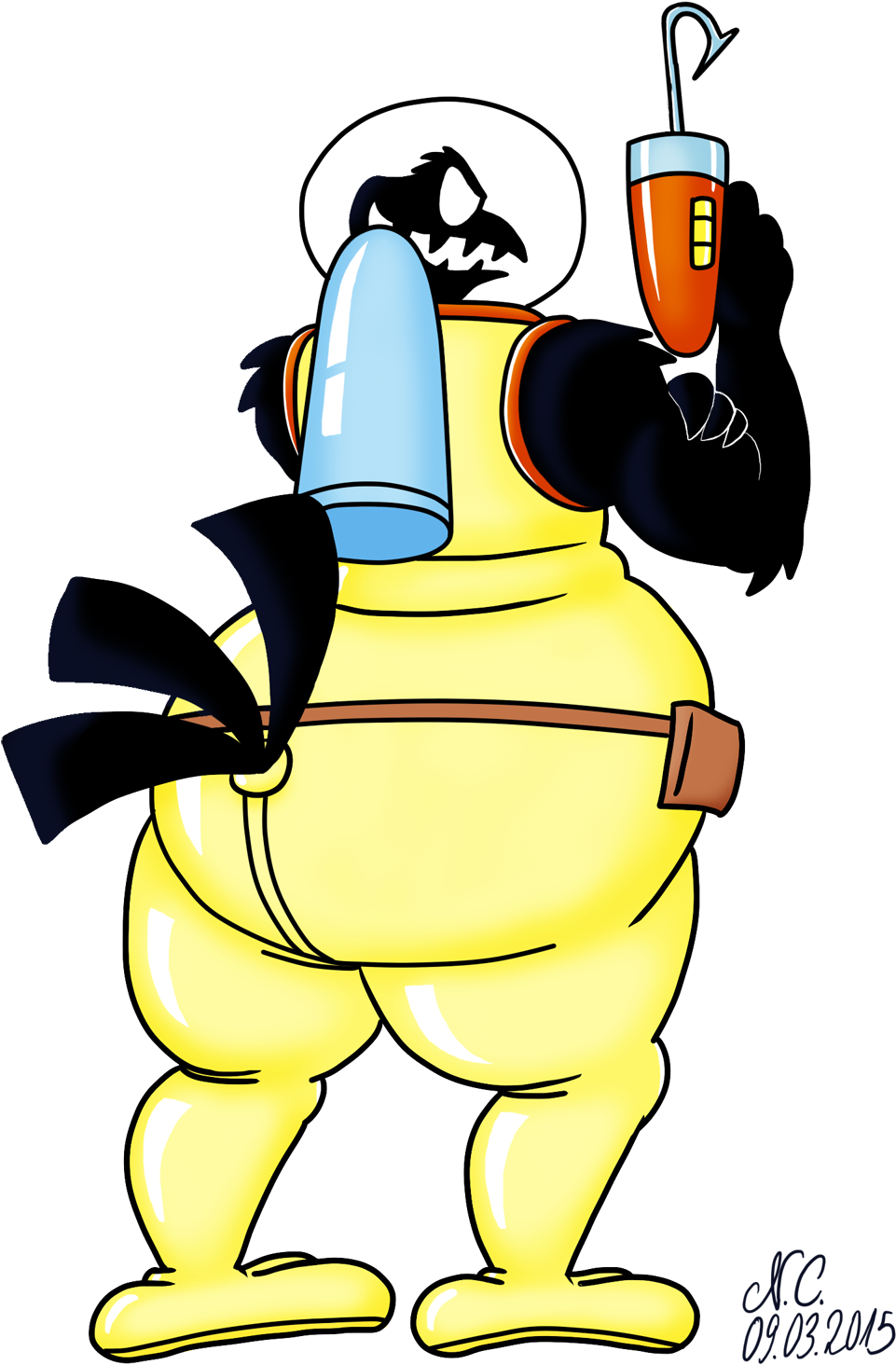 Psy-crow From The Back - Fur (1000x1582), Png Download