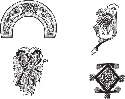 Floral Gothic Vector Celtic Patterns Gothi - Gothic Vector Ornaments Transparent (428x340), Png Download