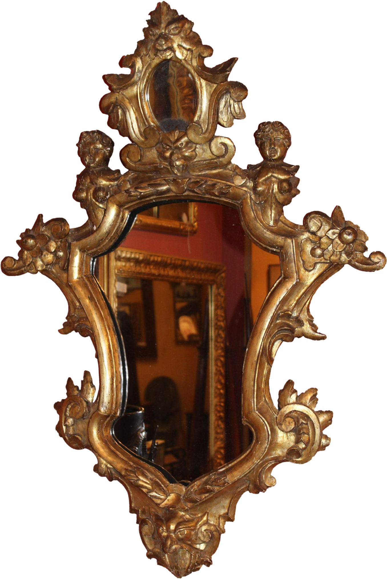 Baroque Mirror Largeand Round Baroque Mirror With Golden - Drawing (2029x2029), Png Download