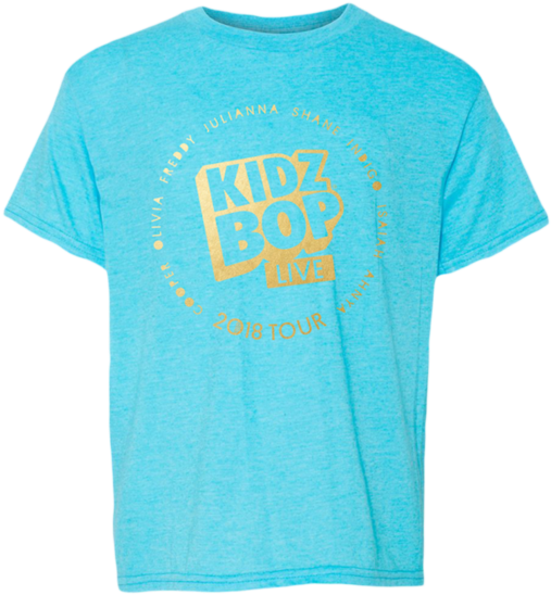 Kidz Bop Live 2018 Turquoise Gold Foil Youth Tee - T-shirt (600x600), Png Download
