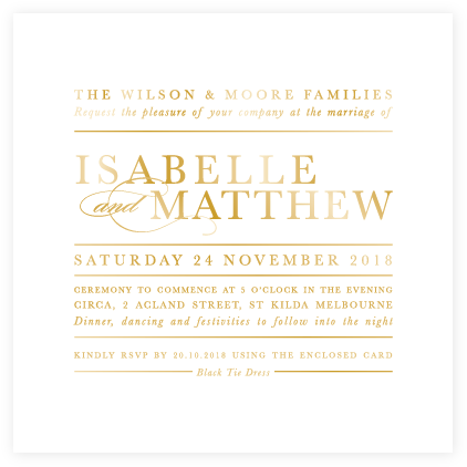 Everlasting Foil Invitation, Gold Foil On White Card - Foil (432x432), Png Download