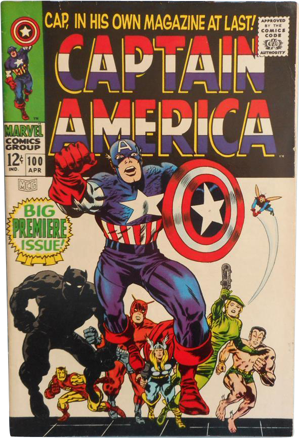 Captain America 100 Vintage Silver Age Classic Marvel - Captain America Avengers First Appearance (865x865), Png Download