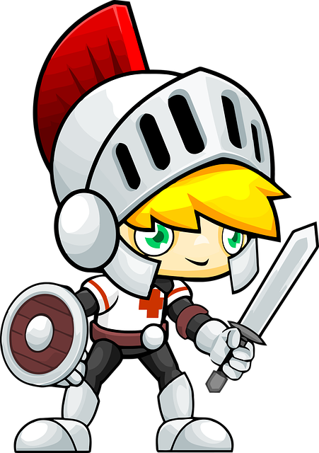Golden Haired, Boy, Cartoon, Combat, Comic, Human, - Cartoon Knight Png (451x640), Png Download