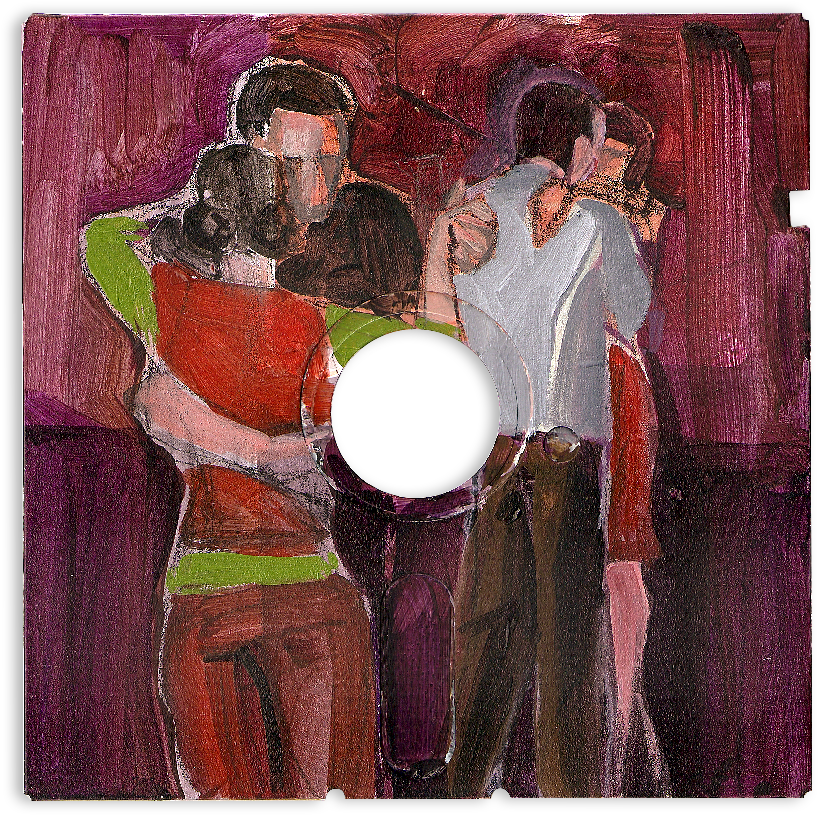 Acrylic And Collage On Floppy Disks - Modern Art (1400x1418), Png Download