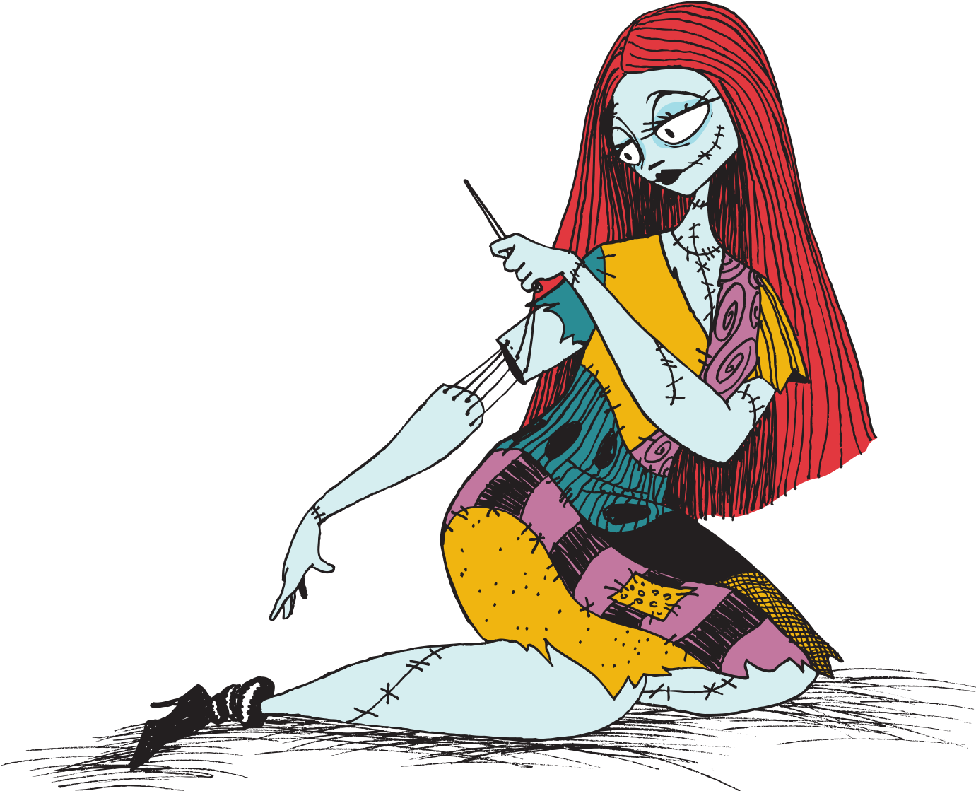 Mi Stickerbook Sally4 383af46e - Nightmare Before Christmas Sally Drawing (480x389), Png Download