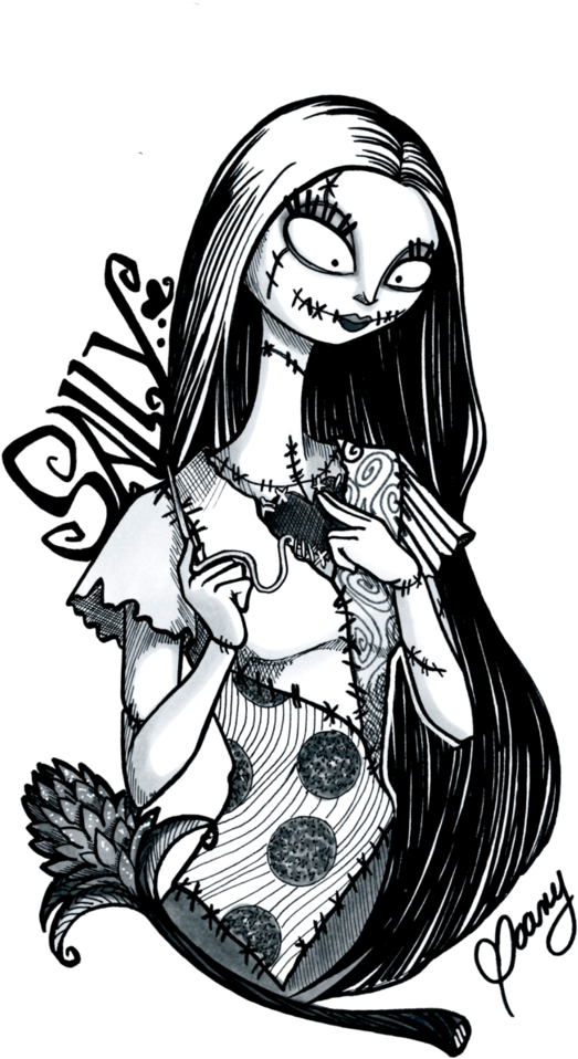 Nightmare Before Christmas Santa Hat Png Library Library - Nightmare Before Christmas Sketch Sally (723x1106), Png Download