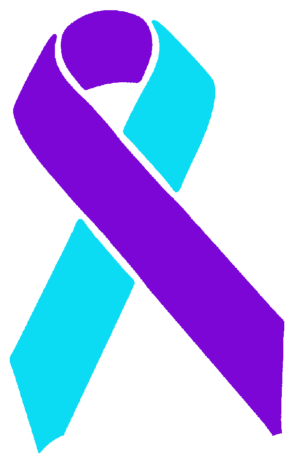 Purple & Light Blue Awareness Ribbon Sticker - Blue And Purple Ribbon (1064x1064), Png Download