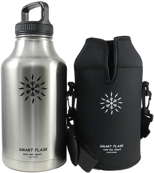 Smart Flask 64oz Vacuum Insulated Stainless Steel Growler/beverage - Stainless Steel Growler (1023x731), Png Download