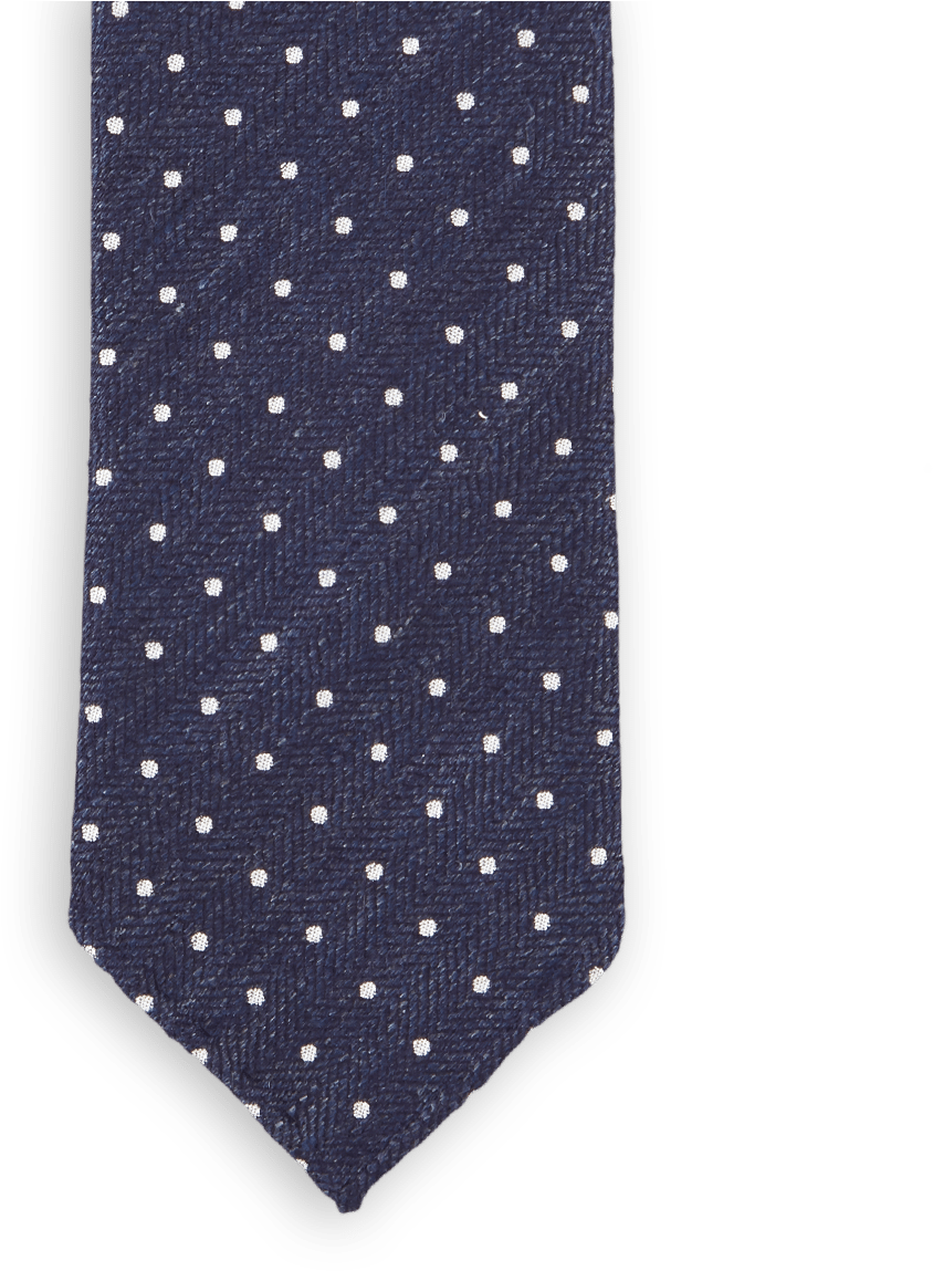 Drakes Blue Dotted Silk Linen Handrolled Tie Front - Polka Dot (1181x1181), Png Download