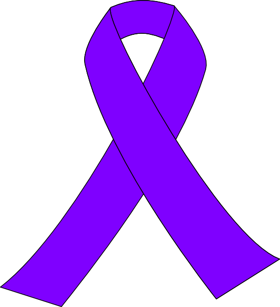 Purple Breast Cancer Ribbon Clip Art At Clker - Purple Cancer Ribbon (546x599), Png Download