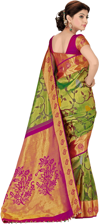 Png Black And White Download Bangalore Sarees Manufacturers - Kanchipuram Silk Saree Png (354x780), Png Download