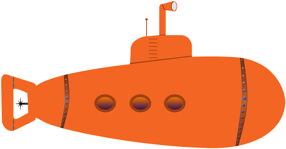 Orange Submarine - Transparent Submarine (960x506), Png Download