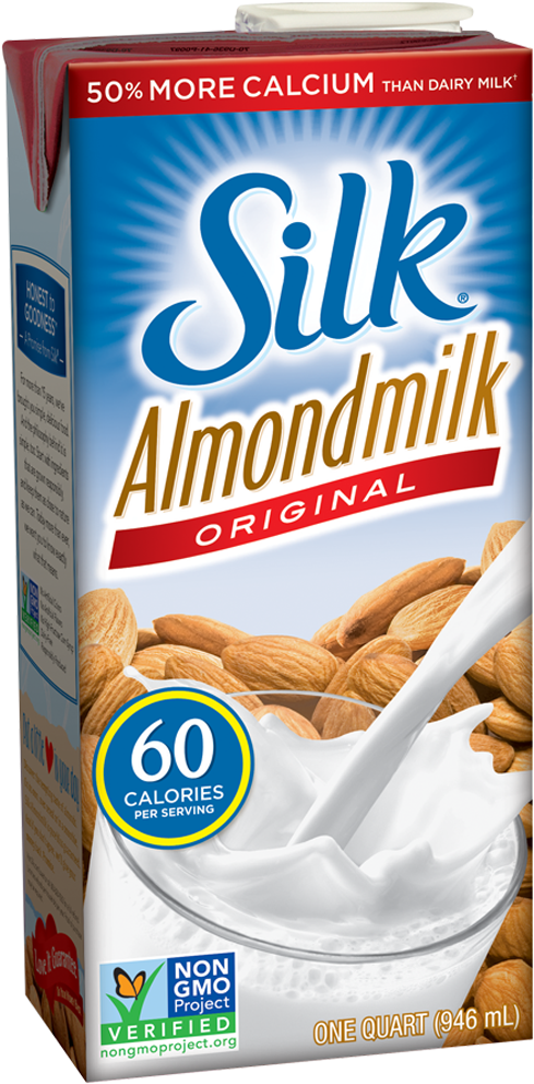 View Larger - Silk - Almond Milk Unsweetened Vanilla - 32 Oz. (496x1130), Png Download