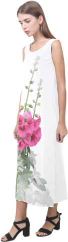 Pink Hollyhocks, Watercolor Phaedra Sleeveless Open - Pink Flowers, Watercolors Hand Towel By Ivaw (500x500), Png Download