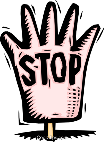 Hand Saying Stop Royalty Free Vector Clip Art Illustration - Hand Saying Stop (353x480), Png Download