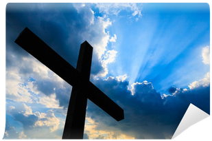 Cross Silhouette And The Holy Blue Sky Wall Mural • - Cross On A Mountaintop (400x400), Png Download