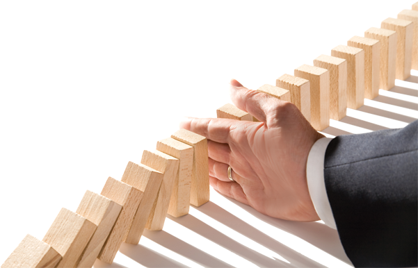 Hand Cut Out Small - Stop Domino Effect (600x400), Png Download