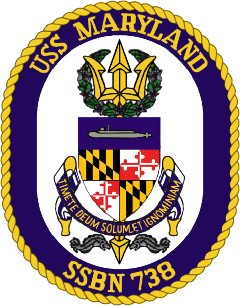 Submarine Uss Maryland - Uss Milius Crest (471x600), Png Download