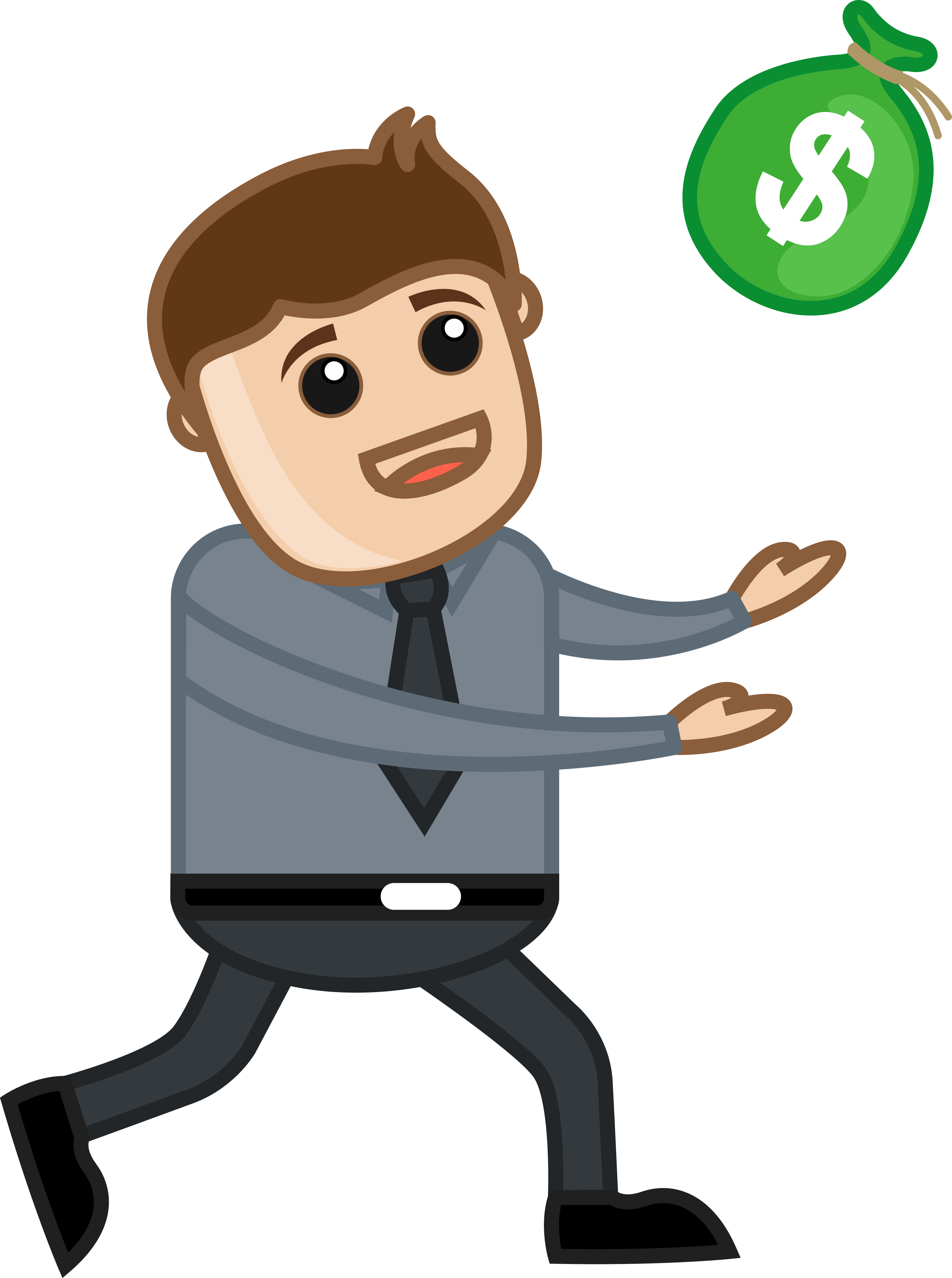 Man Running For Money Vector Illustration Fkz9acpd - Cartoon Man Holding Balloon (3000x4028), Png Download