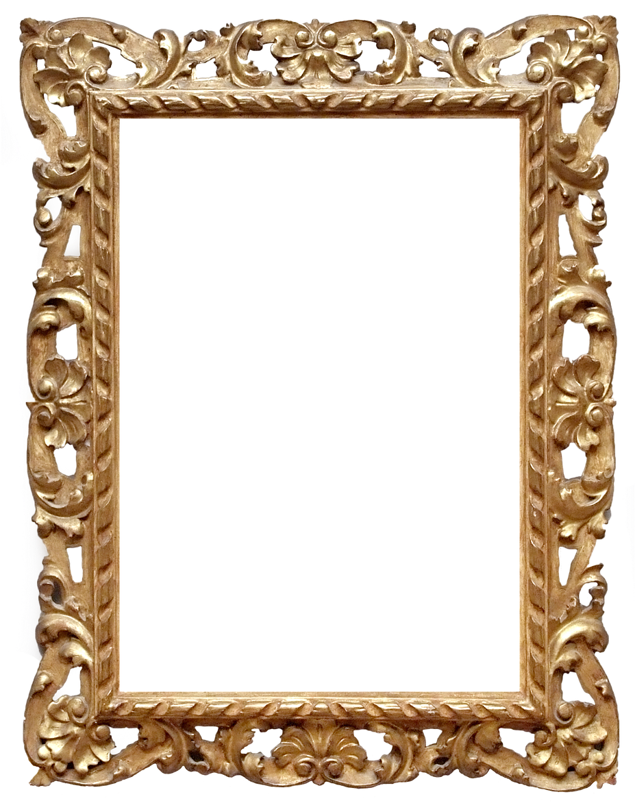 Laminated Poster Ornate Frame Elegance Picture Gold - Mirror Frame Png (594x720), Png Download