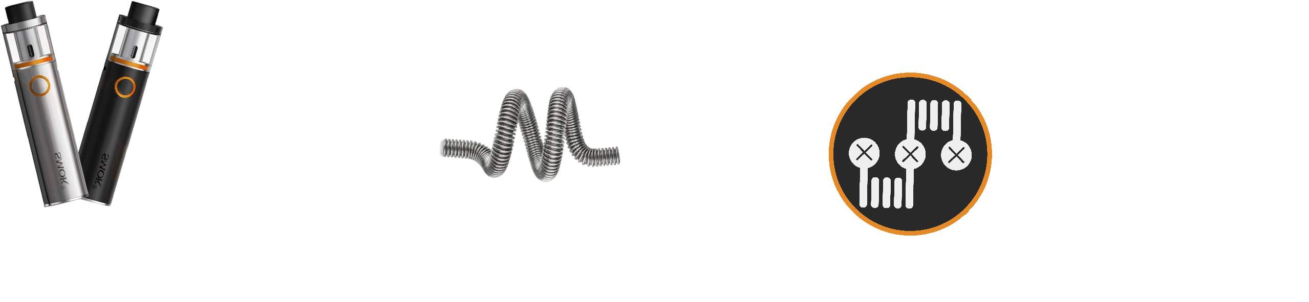 Vape Logo New White Small - Monochrome (2567x617), Png Download