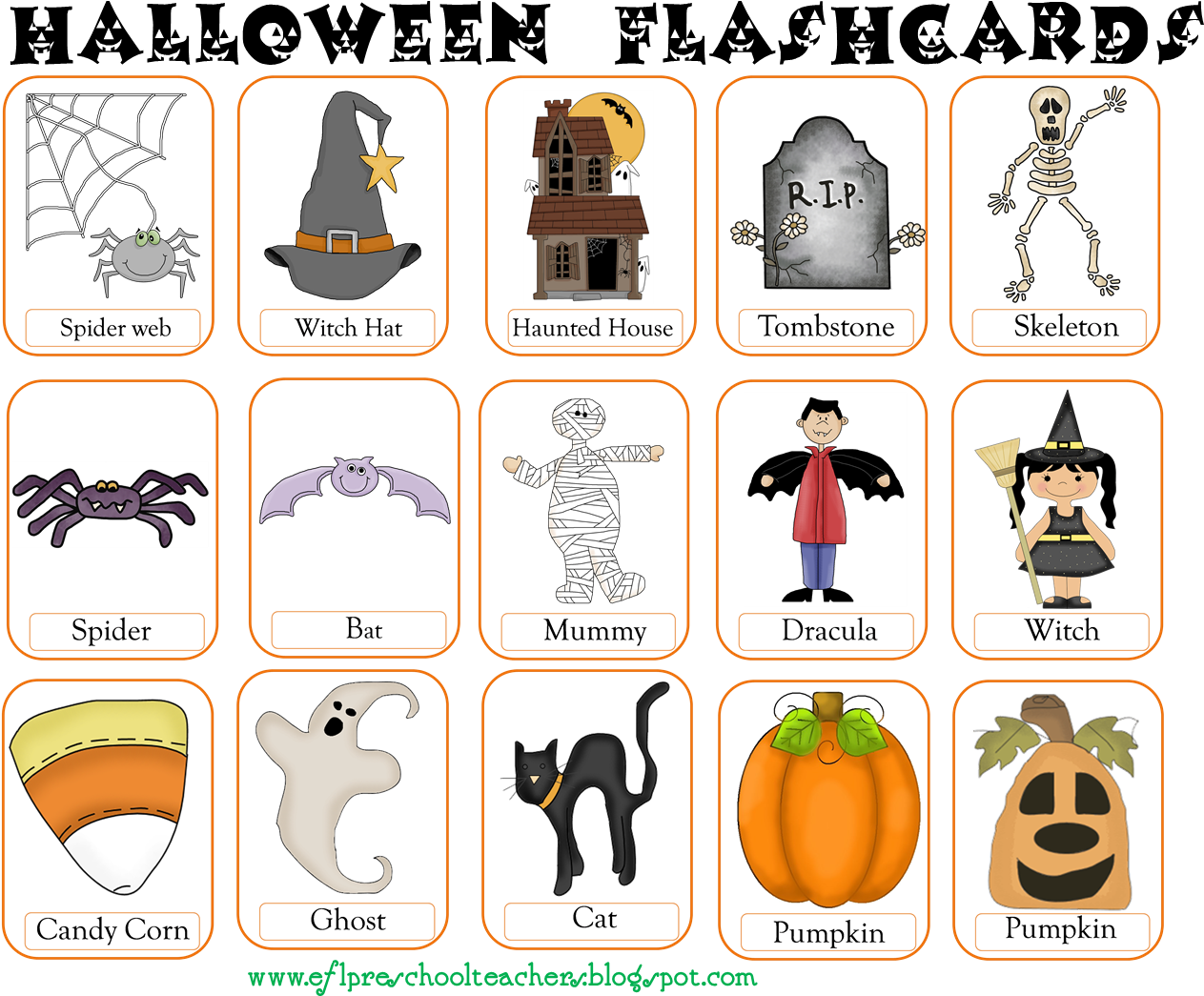 Esl Efl Teachers Halloween Tpt Products From - Halloween Flashcards For Preschoolers (1347x1101), Png Download