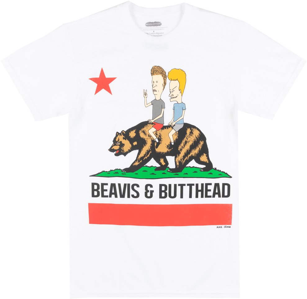 Beavis And Butthead California T-shirt White Mens Retro - California Republic Flag (1030x1000), Png Download
