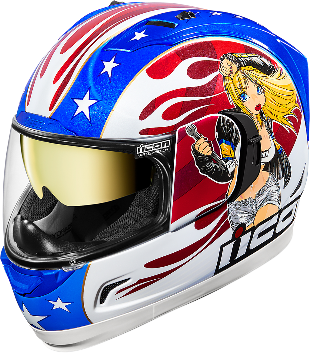 Icon Alliance Gt Red White Blue Unisex Fullface Motorcycle (1023x1165), Png Download