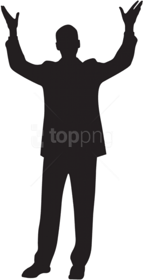 Free Png Man With Hands Up Silhouette Png - Man Hands Up Silhouette (480x927), Png Download