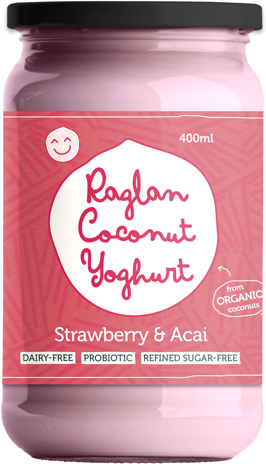 Raglan Organic Coconut Yoghurt Strawberry & Acai 400ml - Yogurt (1600x1600), Png Download