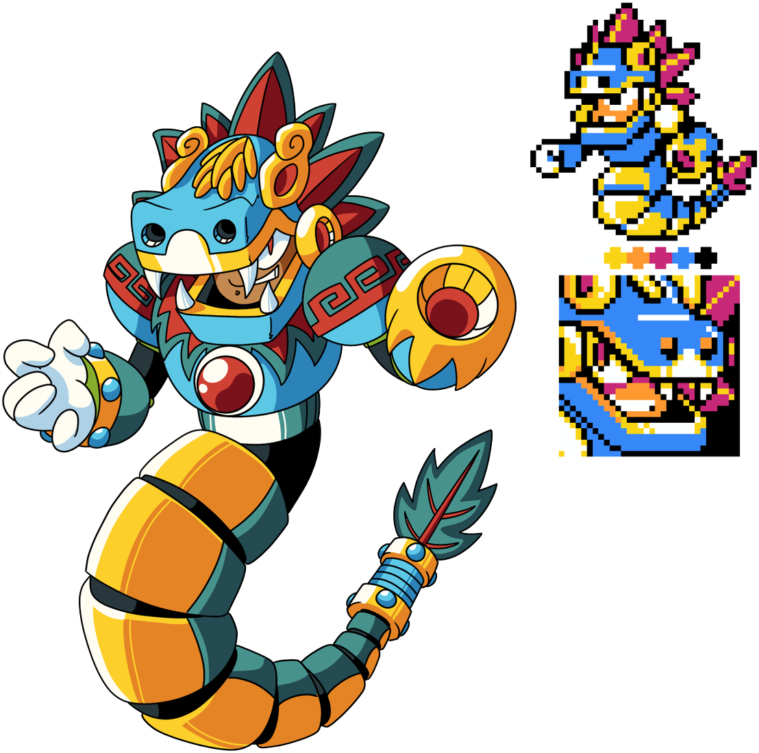 Ancient Dragon Robot Master, Quetzal Man, Made For - Megaman Fan Robot Masters (1182x1200), Png Download