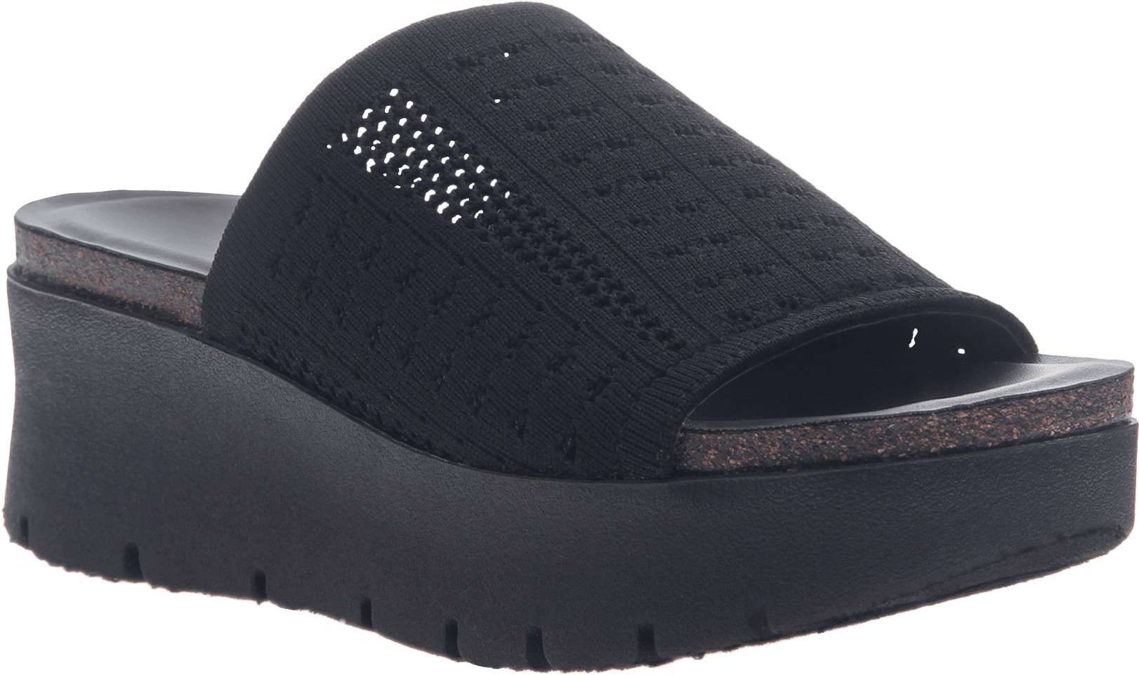 Womens Platform Slide Gravity In Black - Slipper (1782x1782), Png Download
