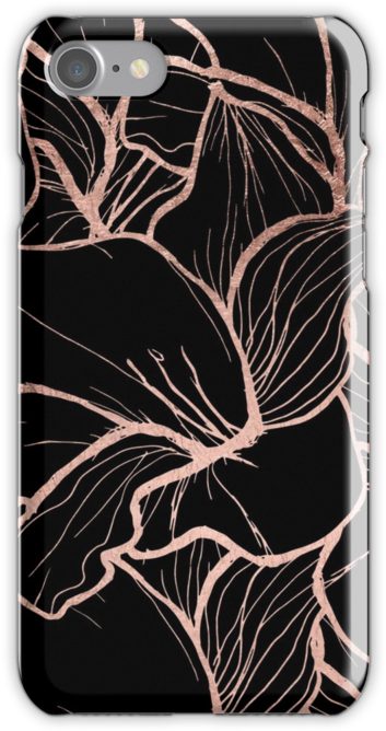 Modern Rose Gold Abstract Handdrawn Floral Pattern - Background Black And Rose Gold (500x667), Png Download