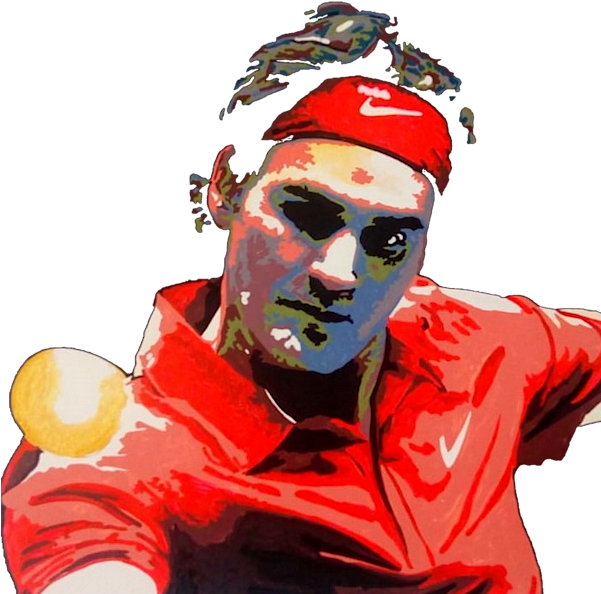 Bleed Area May Not Be Visible - Roger Federer Portrait (600x600), Png Download