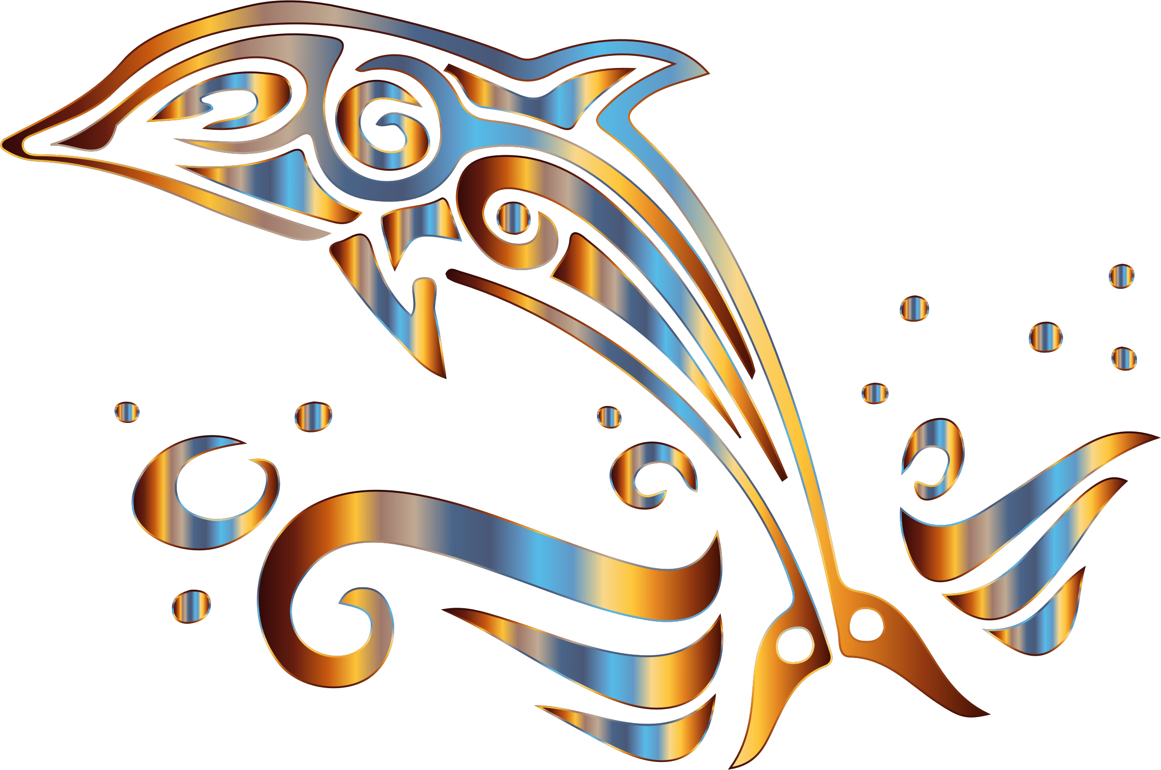 Chromatic Tribal Dolphin No Big Image Png Ⓒ - Clipart Sea Creatures Transparent (2324x1542), Png Download