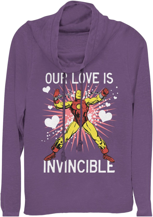 Ladies Our Love Is Invincible Iron Man Hoodie - Iron Man (642x905), Png Download