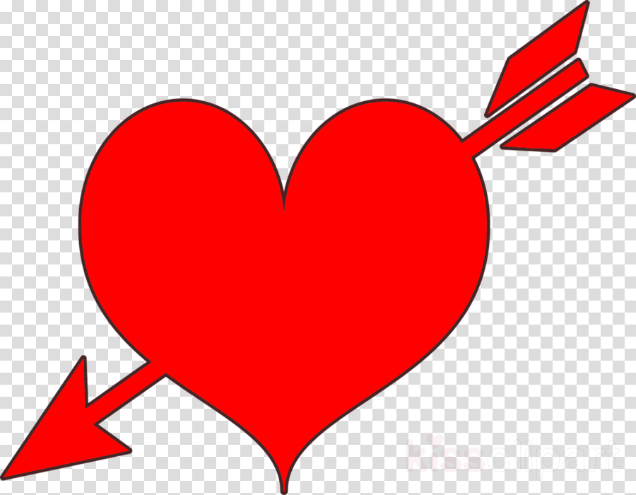 Red Heart With Arrow Clipart Clip Art - Heart With Arrow Clip Art (900x700), Png Download