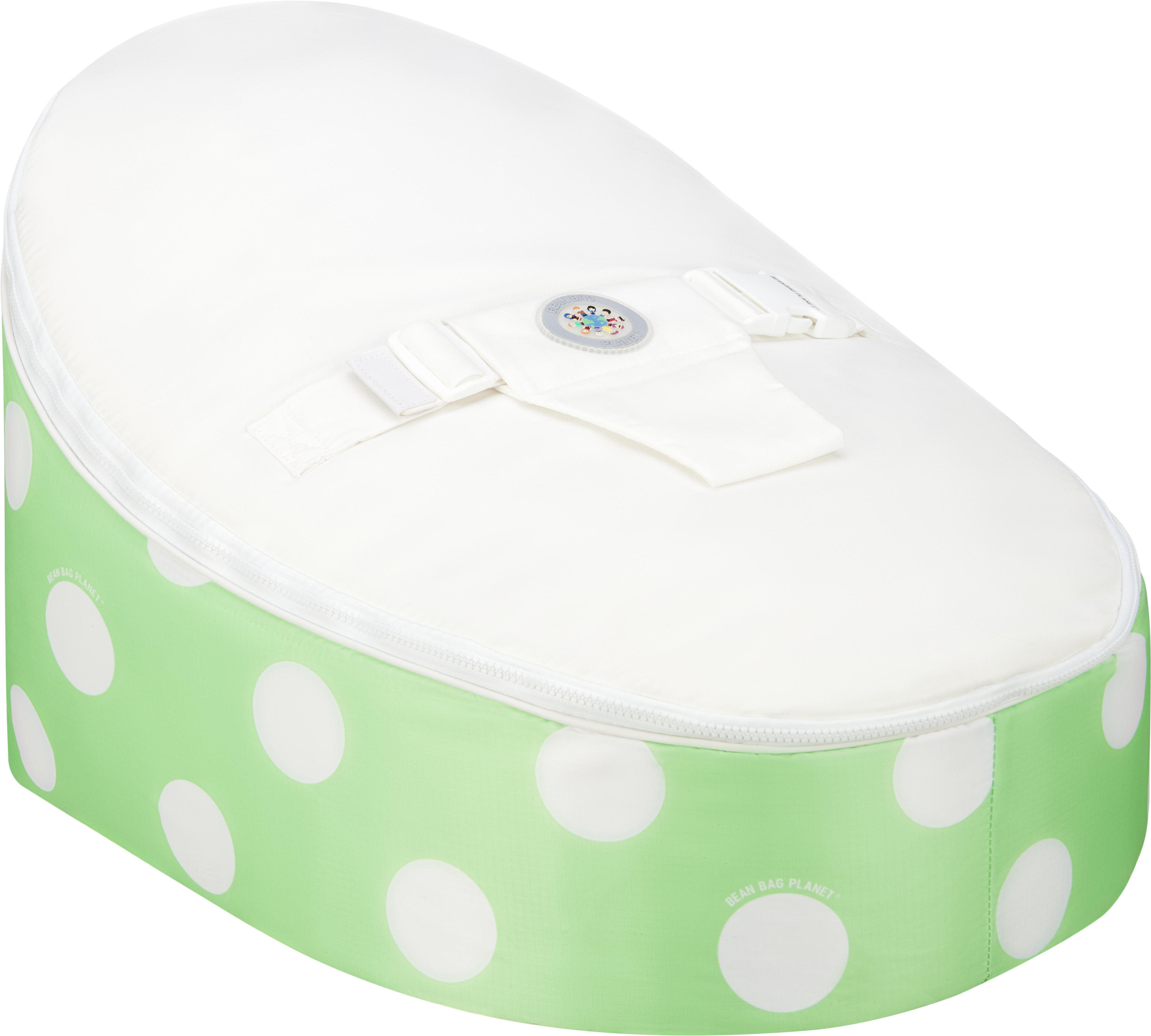 Green Polka Dot Baby Bean Bag By Bean Bag Planet - Infant Bed (3623x3159), Png Download