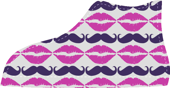 Hot Pink Hipster Mustache And Lips Women's High Top - Red Lips (1000x1000), Png Download
