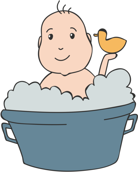 Baby In Bath Tub Vector (600x600), Png Download