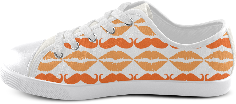 Orange Hipster Mustache And Lips Canvas Kid's Shoes - Sealed With A Kiss (1000x1000), Png Download