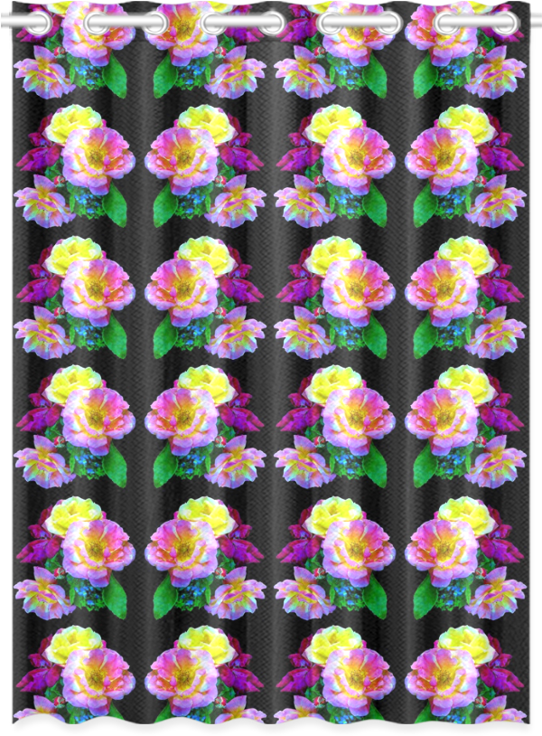 Rosa Yellow Roses On Black Pattern New Window Curtain - Beach Towel (1000x1000), Png Download