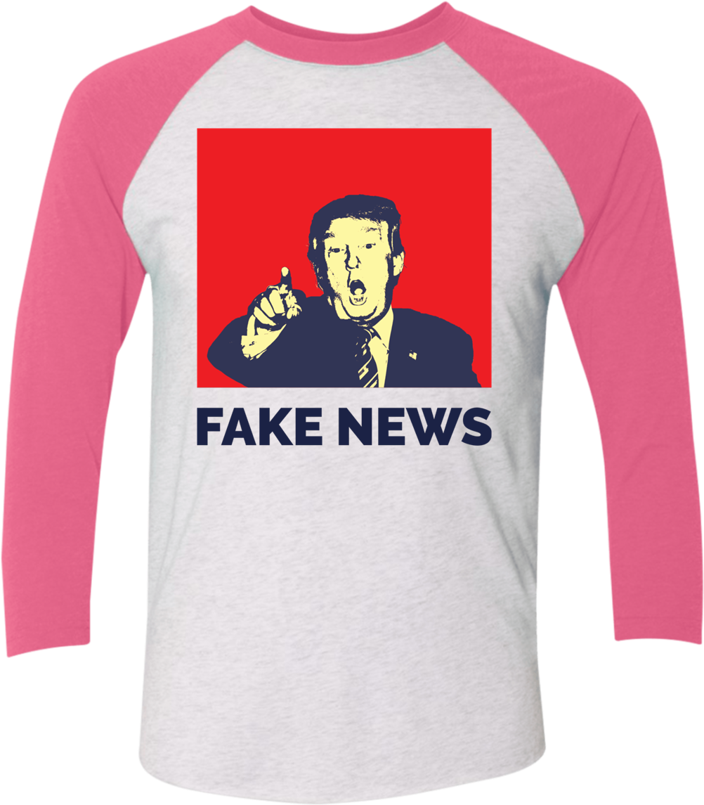 Donald Trump Fake News Baseball Shirt - Long-sleeved T-shirt (1155x1155), Png Download