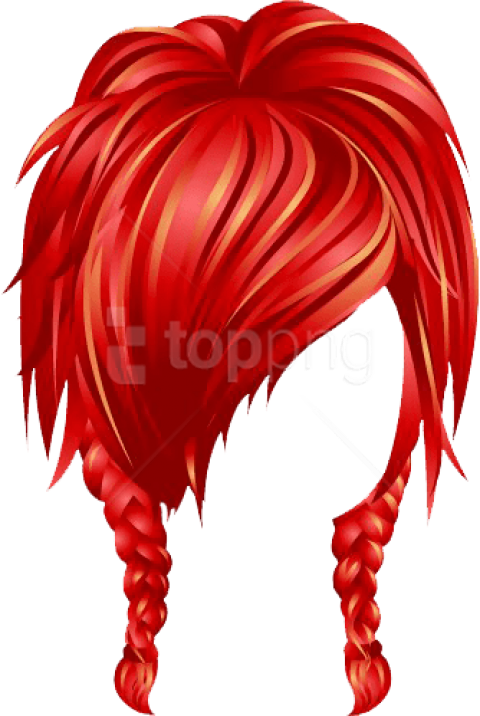 Free Png High School Spiky Pigtails Red Png Images - Red Hair Wig Png (480x716), Png Download