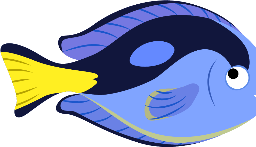 Jelly Fish Free Clipart - Blue And Yellow Fish Cartoons (1074x858), Png Download