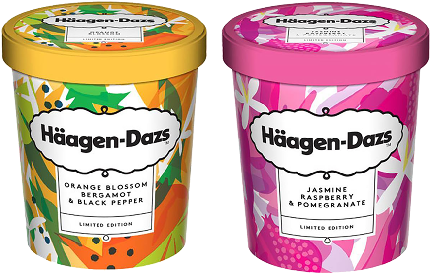 A Series Of 5 Repeating Illustrated Patterns For M - Haagen Dazs (928x616), Png Download