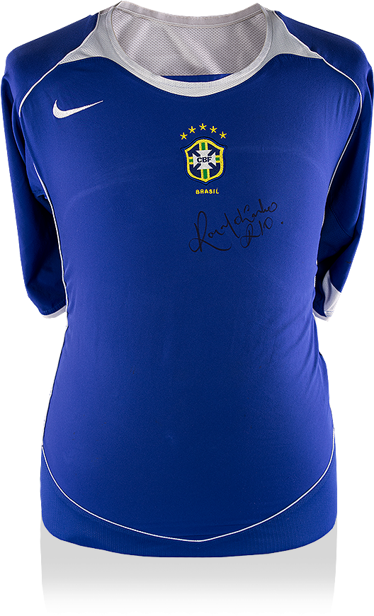 Ronaldinho Front Signed Brazil 2004 Away Shirt - Brazil Soccer (870x890), Png Download