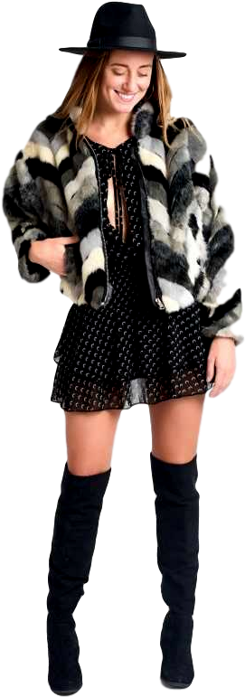 Multi-grey Faux Fur Coat - Girl (600x900), Png Download